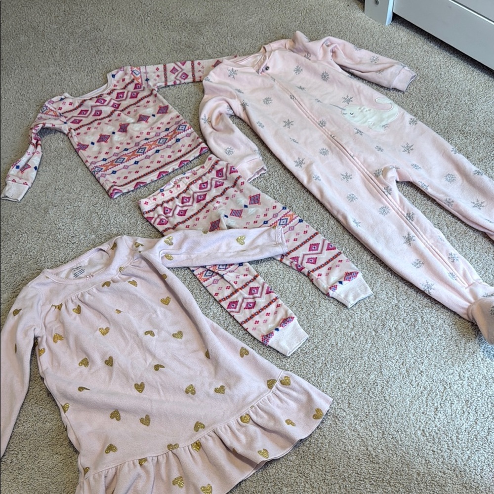 Cozy Kids Pajama Set in Pink and Gold bundle